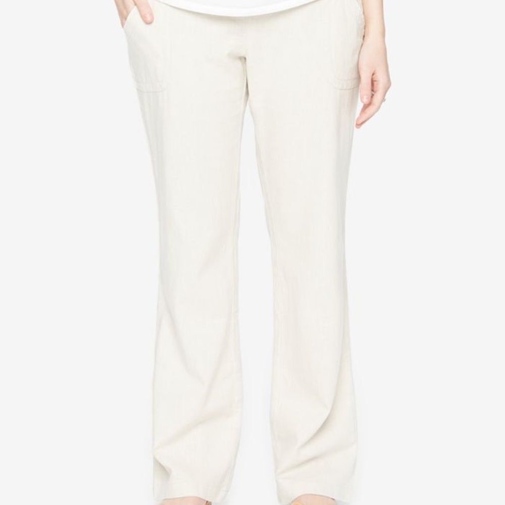 Motherhood maternity linen white pants